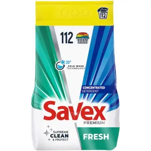 Detergent Rufe Pudra Savex Premium Fresh 112 Spalari 9Kg